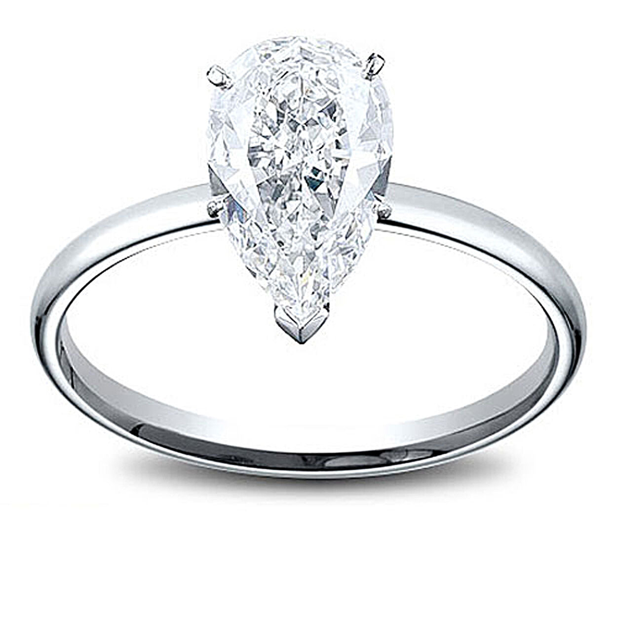 14K Gold 0.49 ct Pear Shape Diamond Solitaire Engagement Ring J SI1